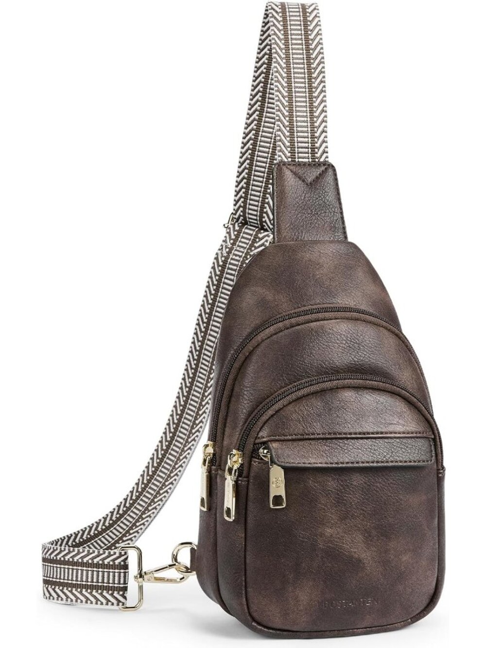 Womens Coffee Leather Adjustable Strap Crossbody Fanny Pack Boho Sling Chest Bag
